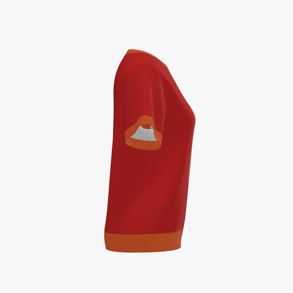 Dancing Unicorns Easy Care Merino Women's Short Sleeve Raglan Pullover Scarlet