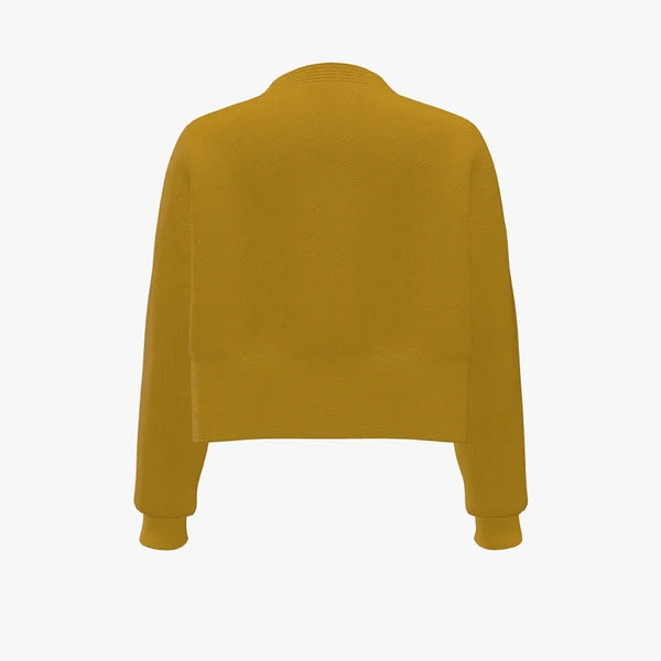 Solid Colour Women's Cropped Drop Shoulder Cardigan Gold