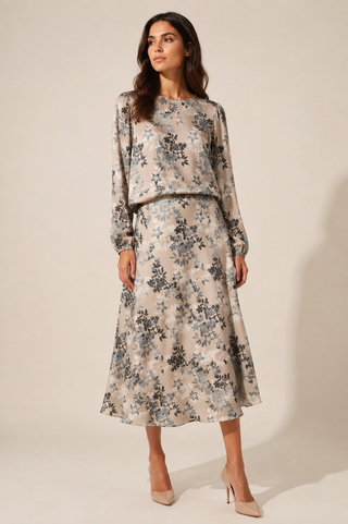 Earthy Floral Silk Top Multi