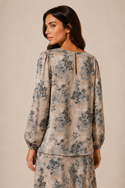 Earthy Floral Silk Top Multi