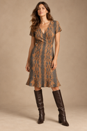 Snake Print Linen Dress Multi