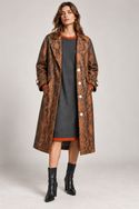 Snake Print Neoprene Trench Coat Multi