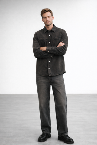 Denim Vintage Washed Heavyweight Jacket Black