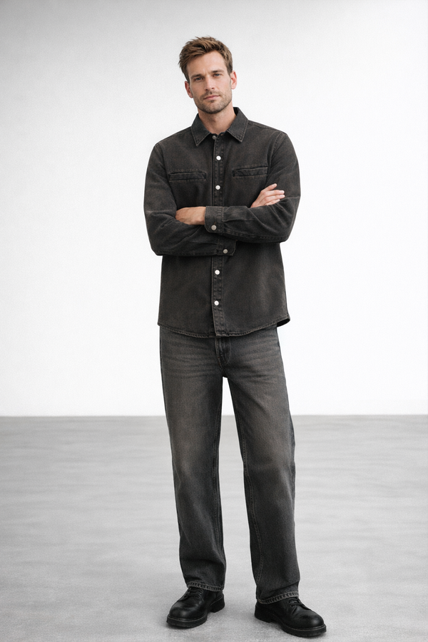Denim Vintage Washed Heavyweight Jacket Black