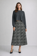 Black & Grey Animal Print Neoprene Full Skirt Multi
