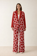 Hearts & Waves Women's Leisure Blazer Bright Red Lipstick