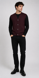 Solid Colour Men's Cashmere V-neck Cardigan Vest Nocturne