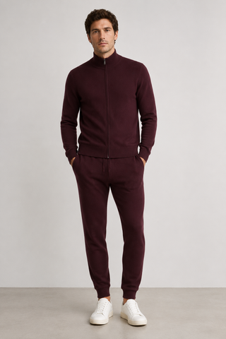 Solid Colour Men's Cashmere Zip Up Jacket Nocturne