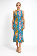 Roaring Tigers Women's Perspective Chiffon Sleeveless Dress Mid Petrol