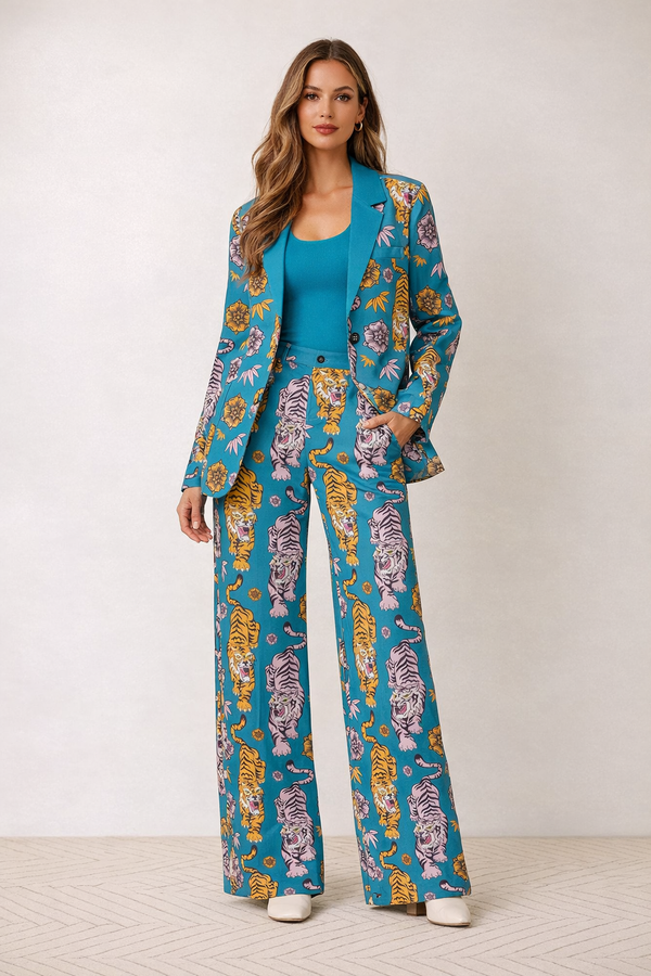 Roaring Tigers Women's Wide Leg Pants Mid Petrol