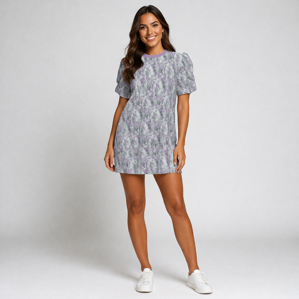 Exotic Cheetahs Short Puff Sleeve T-shirt Dress Dublyn Pink
