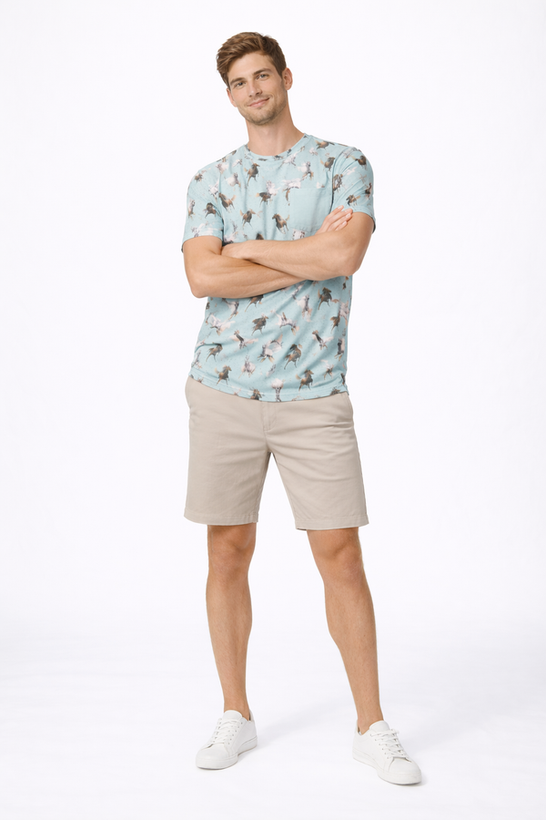 Mustang Horse Men's Everyday Pocket Tee Seashell Blue