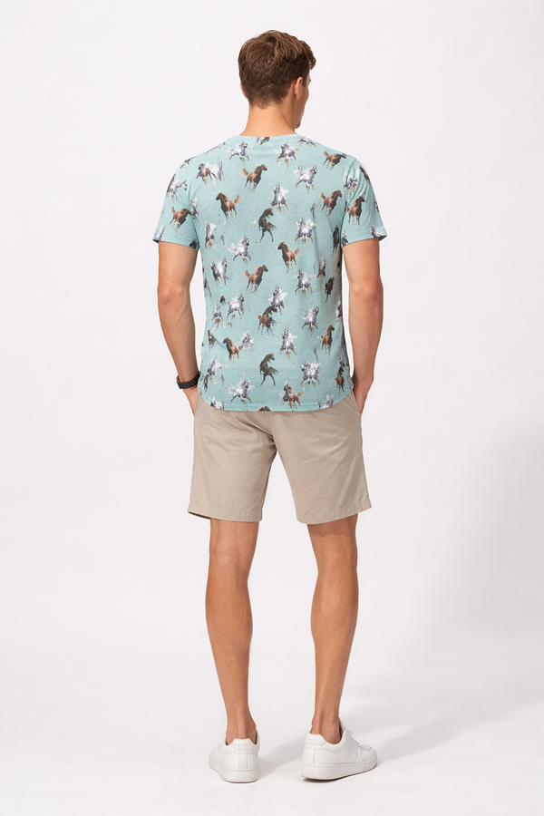 Mustang Horse Men's Everyday Pocket Tee Seashell Blue