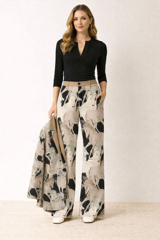 Beautiful Horses Women's Wide Leg Pants Golden Beige