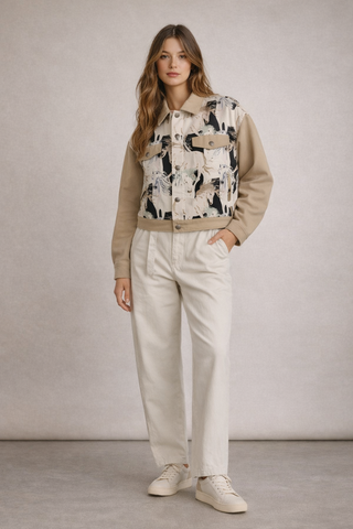 Beautiful Horses Women's Collared Jacket Golden Beige