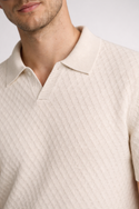 Solid Colour Mens V-neck Polo Buttermilk