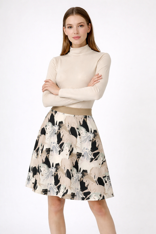 Beautiful Horses Women's Short Skirt Golden Beige