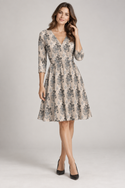 Earthy Floral Women's Knee-length V-Neck Dress Multi