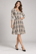 Earthy Floral Women's Knee-length V-Neck Dress Multi
