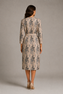 Earthy Floral Women's 3/4 Sleeve Wrap Dress Pale Champagne
