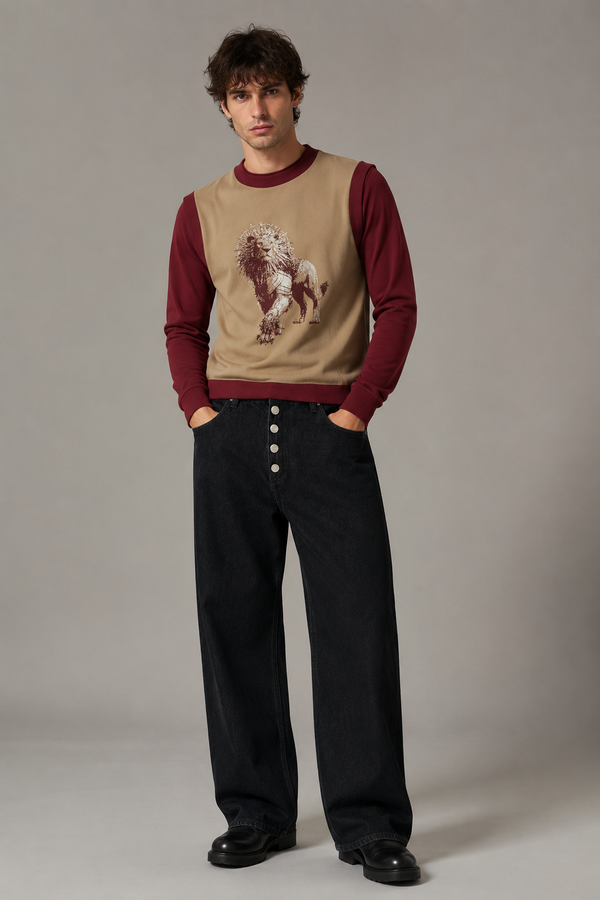 Celestial Lion Men's Crew Neck Vest Burlywood