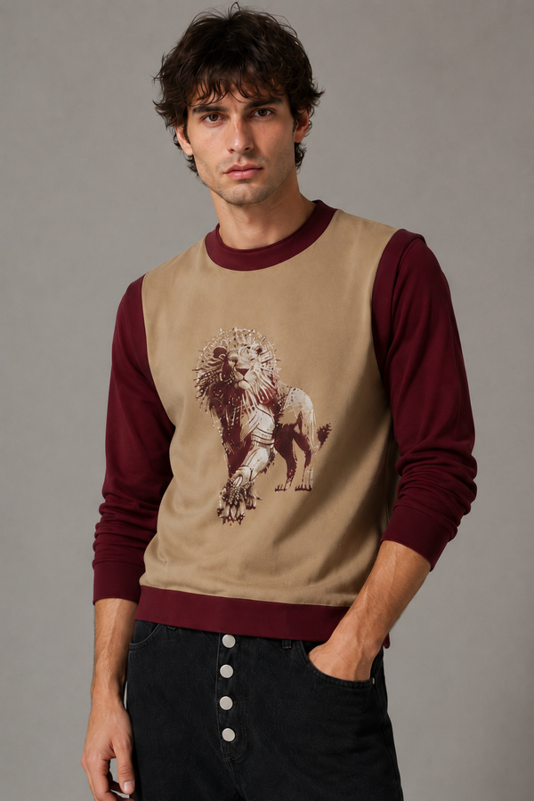 Celestial Lion Men's Crew Neck Vest Burlywood