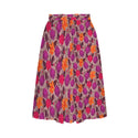 BRIGHT FLOWERS ELASTIC WAIST POCKET MIDI SKIRT MULTI