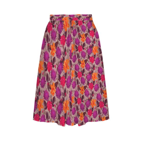 BRIGHT FLOWERS ELASTIC WAIST POCKET MIDI SKIRT MULTI