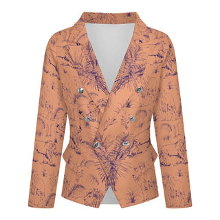 Palm Trees & Lions Women's Double Breasted Blazer Light Tangerine