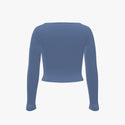 Extra Fine Merino Wool Women's Sweetheart Neckline Top Relaxed Blue