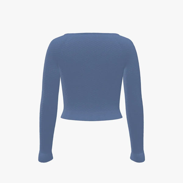 Extra Fine Merino Wool Women's Sweetheart Neckline Top Relaxed Blue