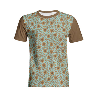 iced blue & gold flowers women's Cotton T-shirts bronzed gold