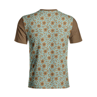 iced blue & gold flowers women's Cotton T-shirts bronzed gold