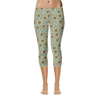 iced blue & gold Capri Leggings multi