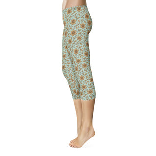 iced blue & gold Capri Leggings multi