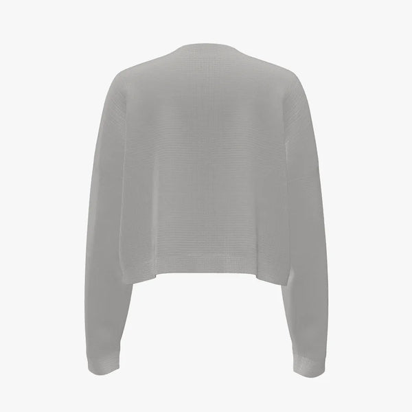 Solid Colour Women's Cashmere Crew Neck Cropped Pullover Vapour
