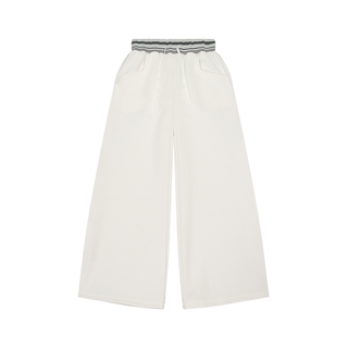 Striped Waist Wide Leg Pants Off White