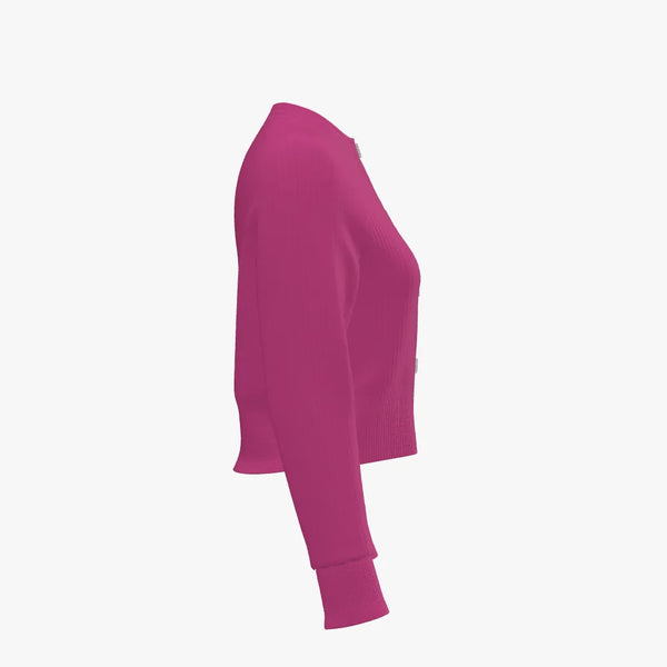 Solid Colour Women's Cashmere Cropped Cardigan Flower Show