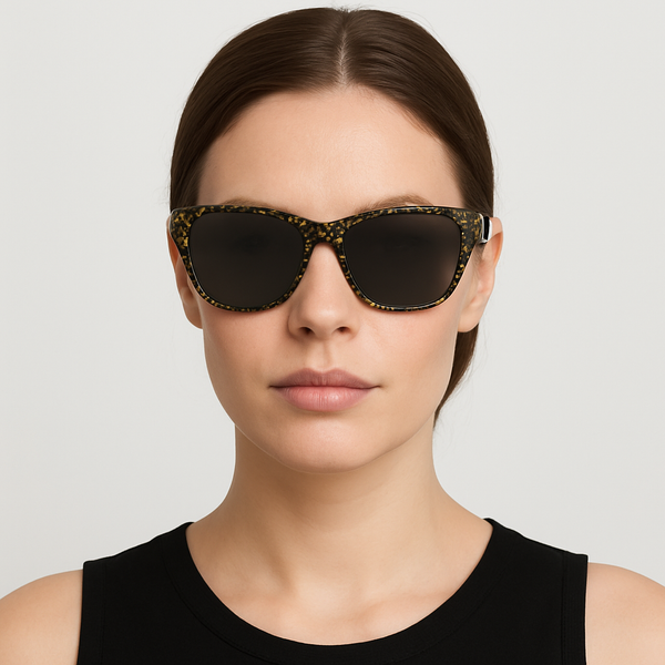 BLACK & GOLD BIRD TOILE SUNGLASSES SMOKEY GREY