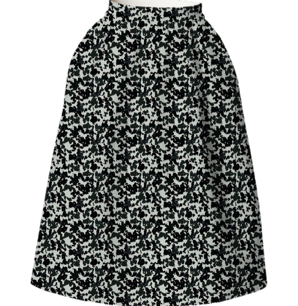 Black & Grey Animal Print Neoprene Full Skirt Multi
