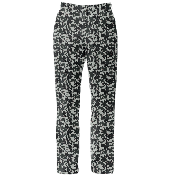 Black & Grey Animal Print Women's Suit Trousers Multi