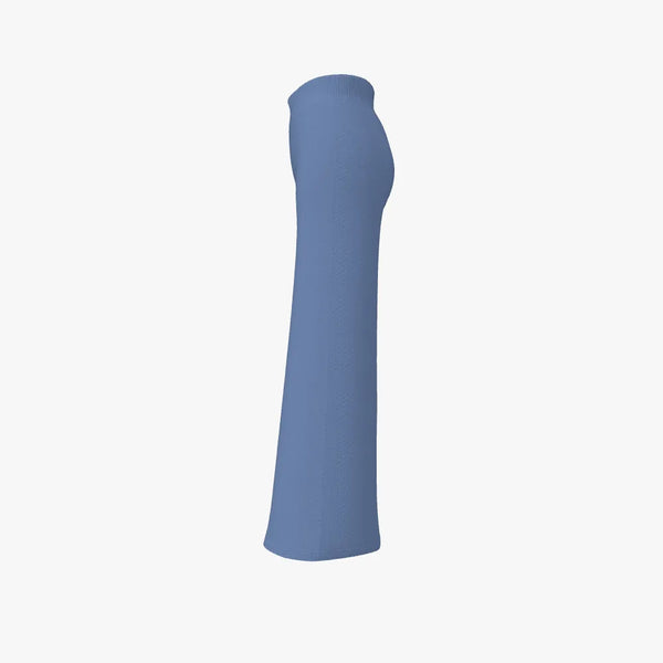 Extra Fine Merino Wool Women's Long Wide Leg Pants Relaxed Blue