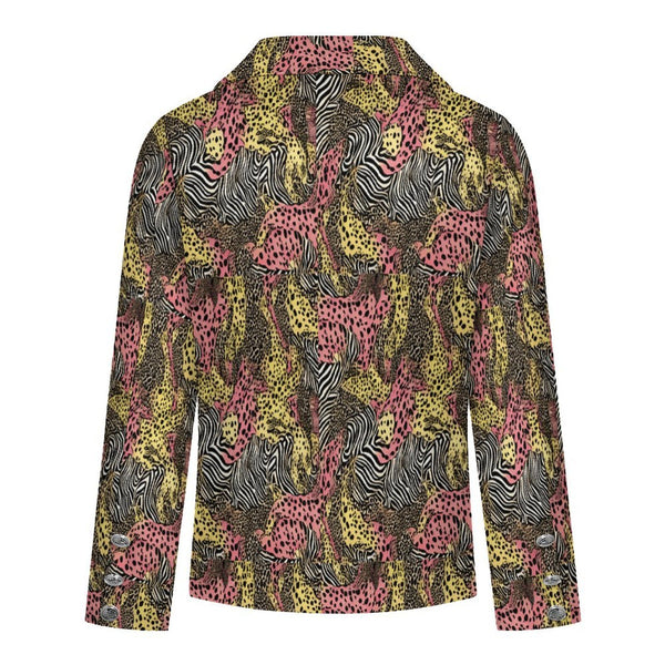 Animal Print Mix Women's Double Breasted Blazer Multi