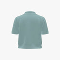 Solid Colour Women's Cashmere Cropped Polo Aqua Wash