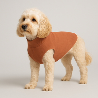 Easy Care Merino Wool Shawl Collar Dog Sweater Light Salmon