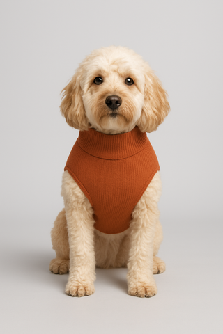 Easy Care Merino Wool Shawl Collar Dog Sweater Light Salmon
