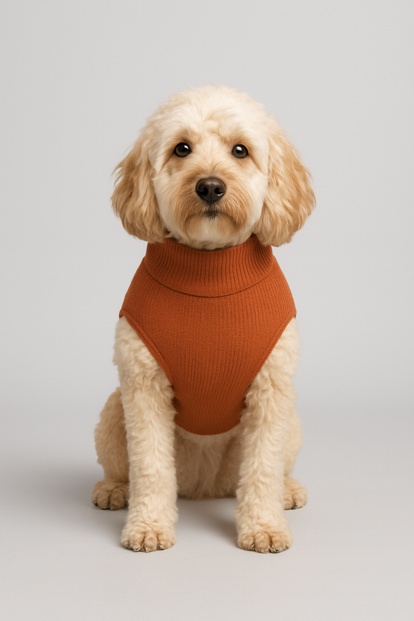 Easy Care Merino Wool Shawl Collar Dog Sweater Light Salmon