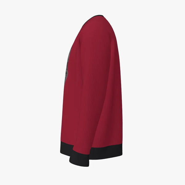 Fox In Bowler Hat Men's Oversized Crew Neck Pullover Ruby Red