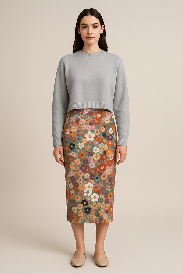 Solid Colour Women's Cashmere Crew Neck Cropped Pullover Vapour