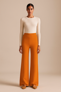 Solid Colour Cashmere Women's Long Wide Leg Pants Clementine